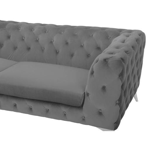Sofá Chesterfield de 3 lugares em veludo cinzento SOTRA