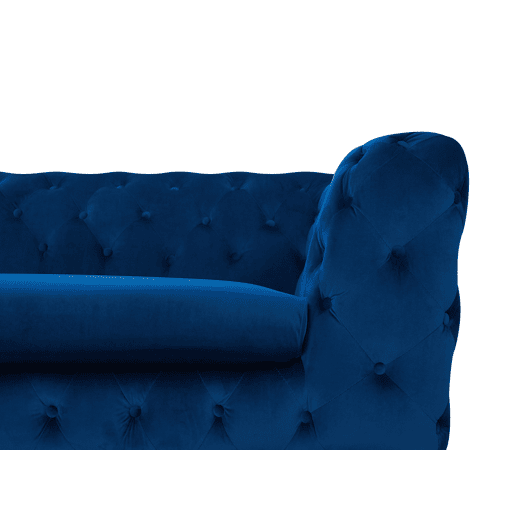 Sofá Chesterfield de 3 lugares em veludo azul SOTRA