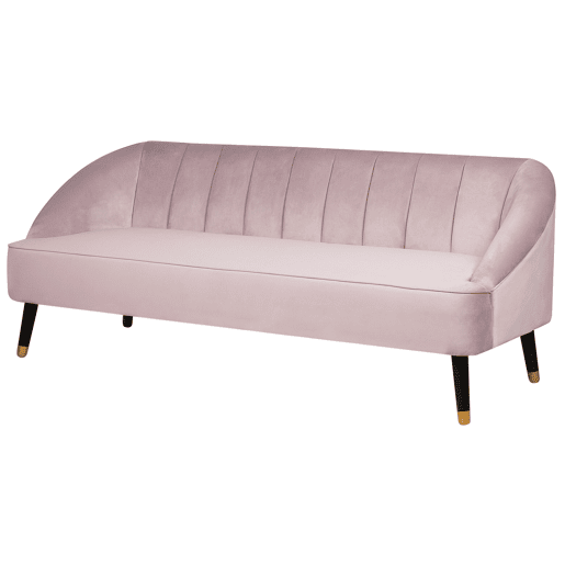 Sofá ALSVAG Veludo Rosa 3 lugares