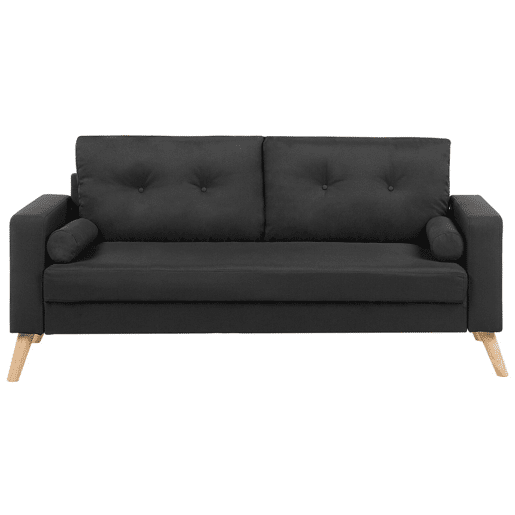 Sofá KALMAR Tecido Preto 2 lugares Sofá KALMAR Tecido Preto 2 lugares