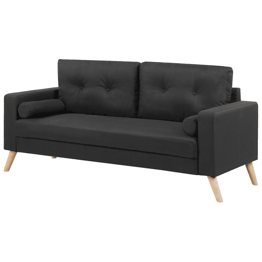 Sofá KALMAR Tecido Preto 2 lugares Sofá KALMAR Tecido Preto 2 lugares