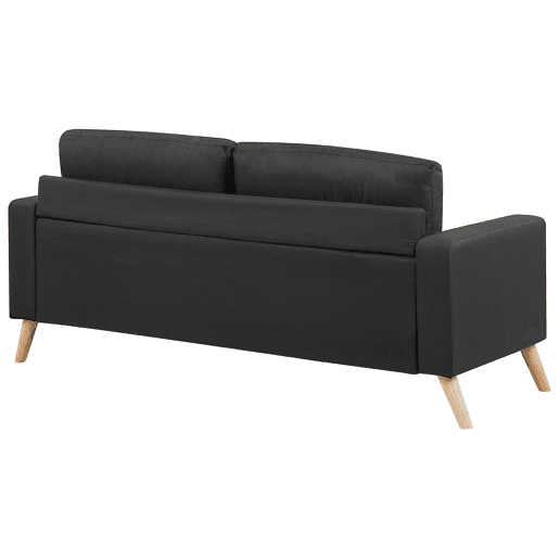 Sofá KALMAR Tecido Preto 2 lugares Sofá KALMAR Tecido Preto 2 lugares