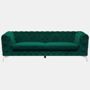 Sofá Chesterfield de 3 lugares em veludo verde SOTRA