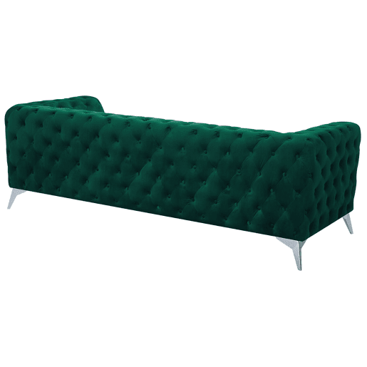 Sofá Chesterfield de 3 lugares em veludo verde SOTRA