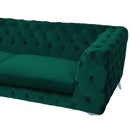 Sofá Chesterfield de 3 lugares em veludo verde SOTRA