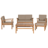 Conjunto de jardim com mesa 4 lugares MANILA Madeira de Acácia certificada Castanho claro