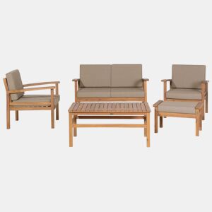Conjunto de jardim com mesa 4 lugares MANILA Madeira de Acácia certificada Castanho claro