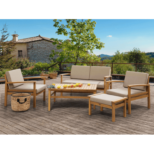 Conjunto de jardim com mesa 4 lugares MANILA Madeira de Acácia certificada Castanho claro