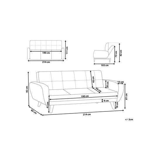 Sofá-cama FLORLI Tecido Cinzento claro 3 lugares