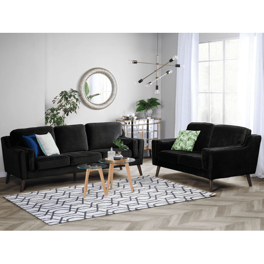 Sofá LOKKA Veludo Preto 3 lugares