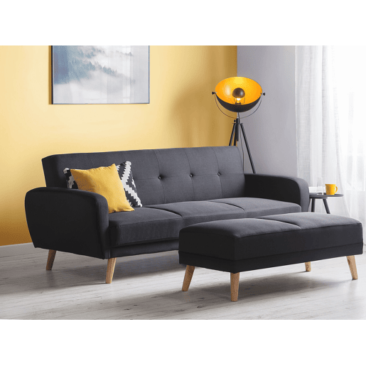 Sofá-cama FLORLI Tecido Preto 3 lugares