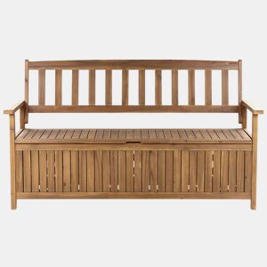 Banco de jardim SOVANA 160 cm com arrumação Madeira de acácia Castanho