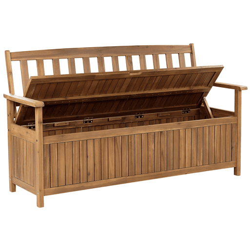 Banco de jardim SOVANA 160 cm com arrumação Madeira de acácia Castanho