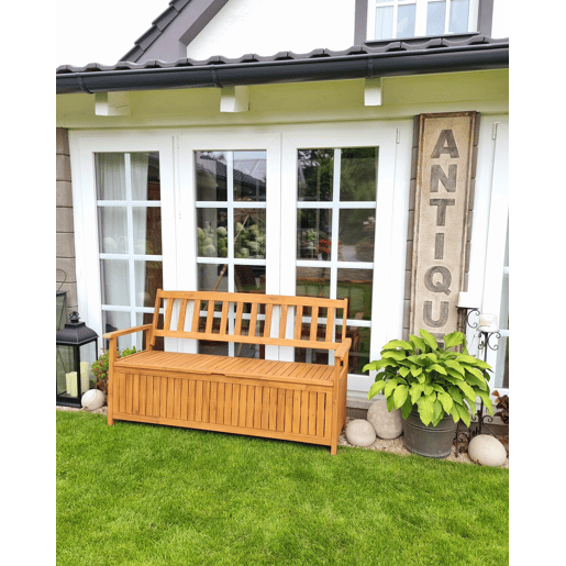 Banco de jardim SOVANA 160 cm com arrumação Madeira de acácia Castanho