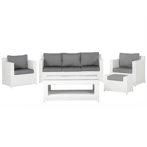 Conjunto de jardim com mesa e repousa-pés 6 lugares ROMA Branco
