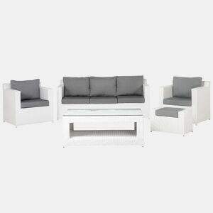 Conjunto de jardim com mesa e repousa-pés 6 lugares ROMA Branco