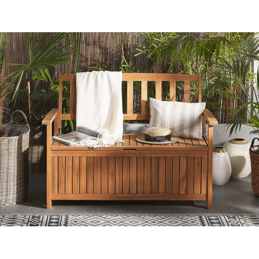 Banco de jardim SOVANA 120 cm com arrumação Madeira de acácia Castanho