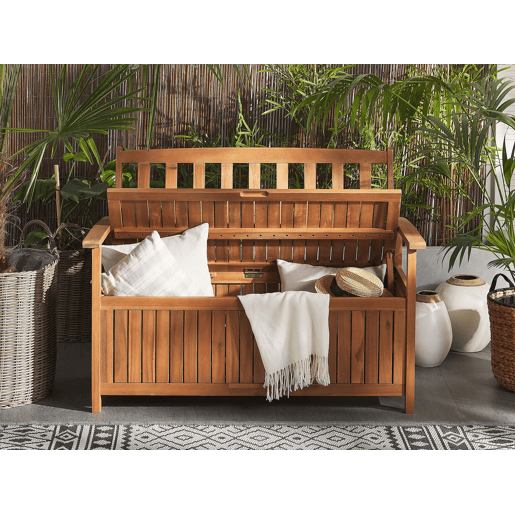 Banco de jardim SOVANA 120 cm com arrumação Madeira de acácia Castanho