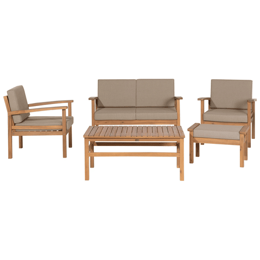 Conjunto de jardim com mesa e repousa-pés 4 lugares MANILA Madeira de acácia Castanho claro
