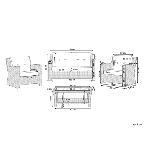 Conjunto de jardim com mesa 4 lugares MARINO Branco