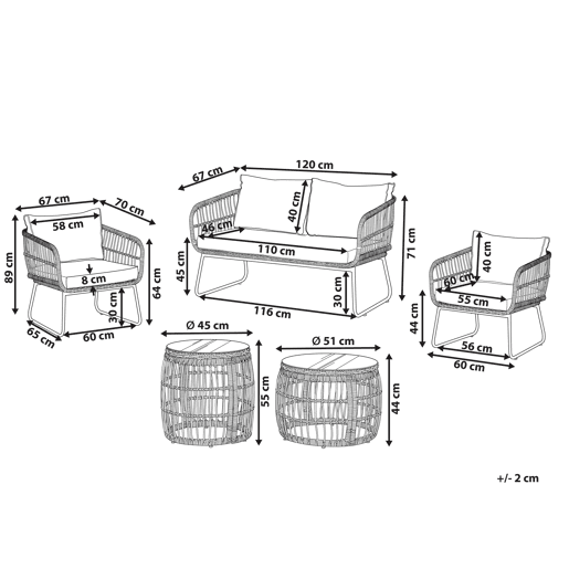Conjunto de jardim com mesa 4 lugares RAVELLO Natural