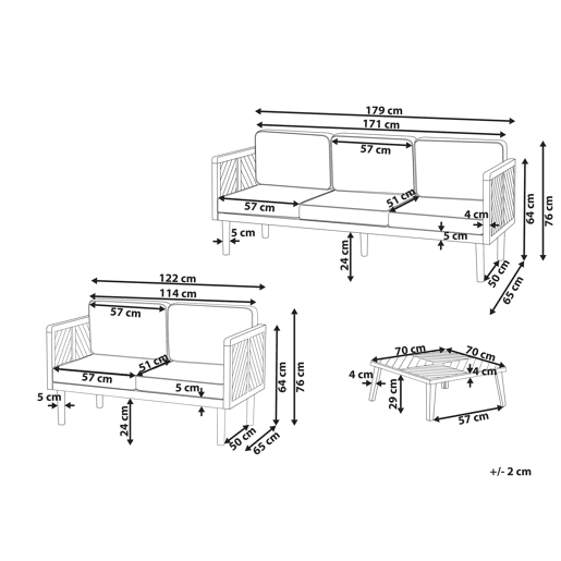 Conjunto de jardim com mesa 5 lugares BARATTI Madeira de acácia Castanho