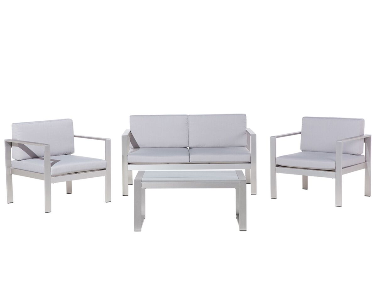 Beliani Conjunto de jardín Aluminio SALERNO Gris Claro