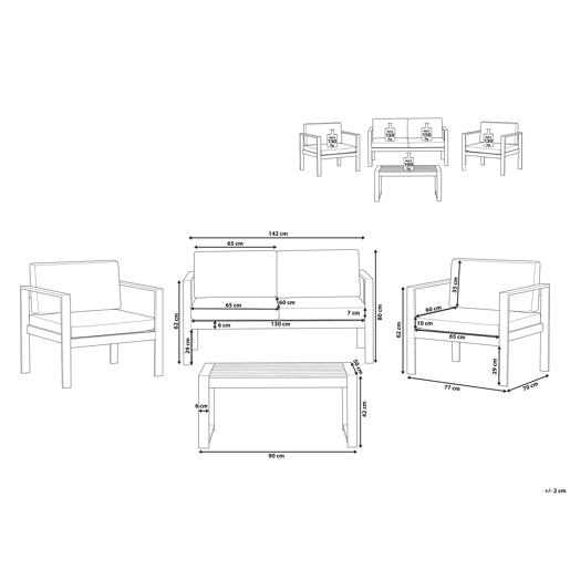 Beliani Conjunto lounge Alumínio SALERNO