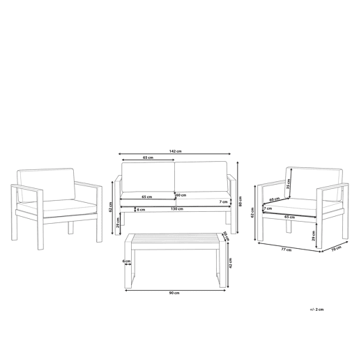 Conjunto de jardim com mesa 4 lugares SALERNO Metal Cinzento escuro