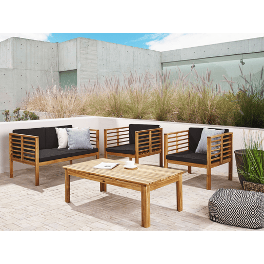Conjunto de jardim com mesa 4 lugares PACIFIC Madeira de acácia Preto