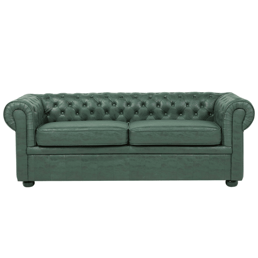 Sofá CHESTERFIELD Pele sintética Verde 3 lugares