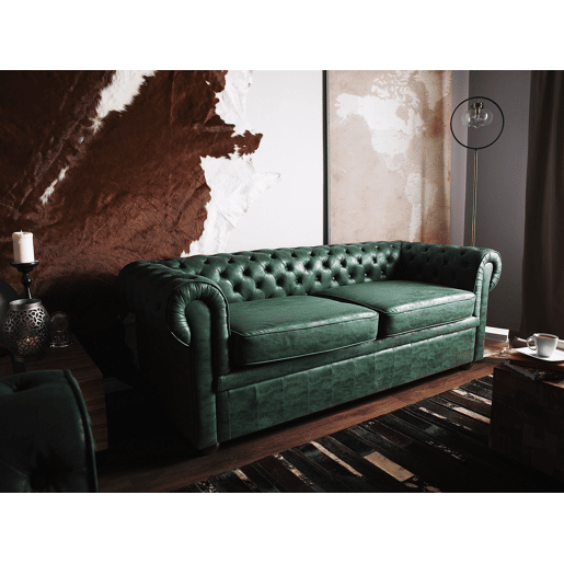 Sofá CHESTERFIELD Pele sintética Verde 3 lugares