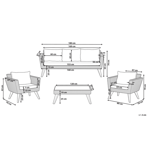 Conjunto de jardim com mesa 5 lugares VITTORIA Cinzento