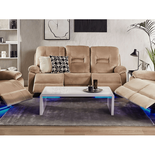 Sofá reclinável elétrico BERGEN Veludo Cor de areia com entrada USB 3 lugares