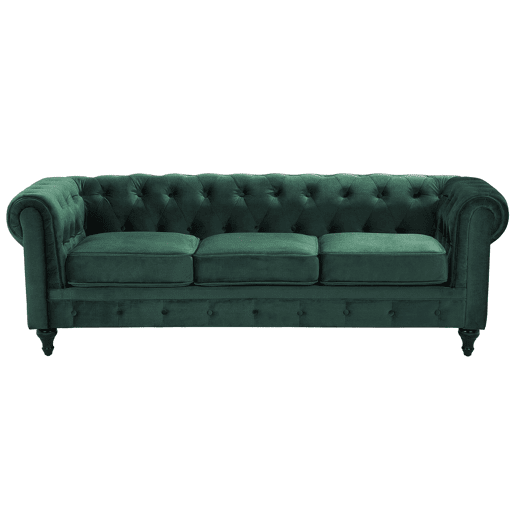 Sofá CHESTERFIELD Veludo Verde esmeralda 3 lugares