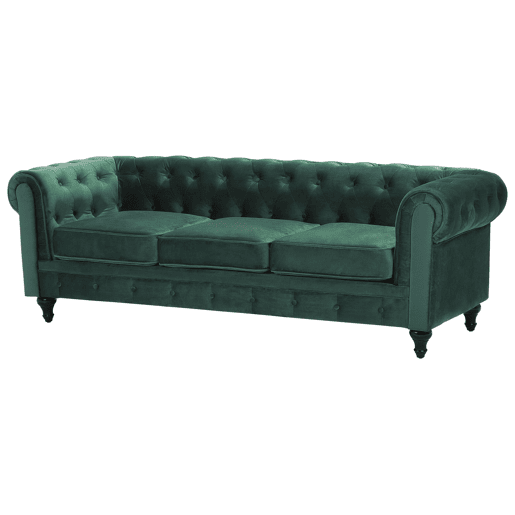 Sofá CHESTERFIELD Veludo Verde esmeralda 3 lugares