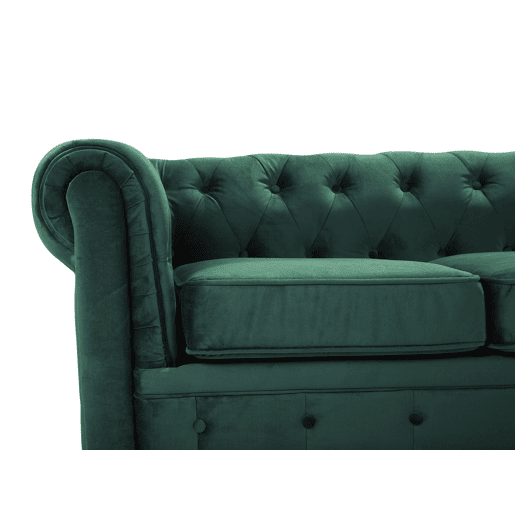 Sofá CHESTERFIELD Veludo Verde esmeralda 3 lugares