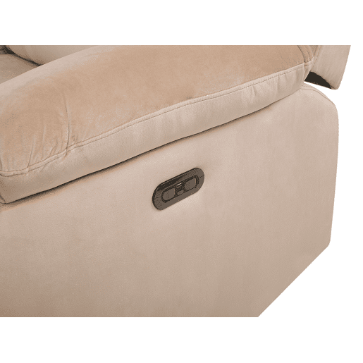 Sofá reclinável elétrico BERGEN Veludo Cor de areia com entrada USB 2 lugares