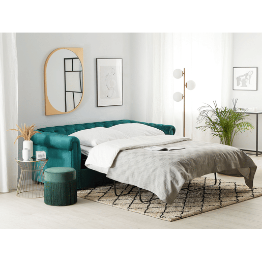 Sofá-cama CHESTERFIELD Veludo Verde esmeralda 3 lugares