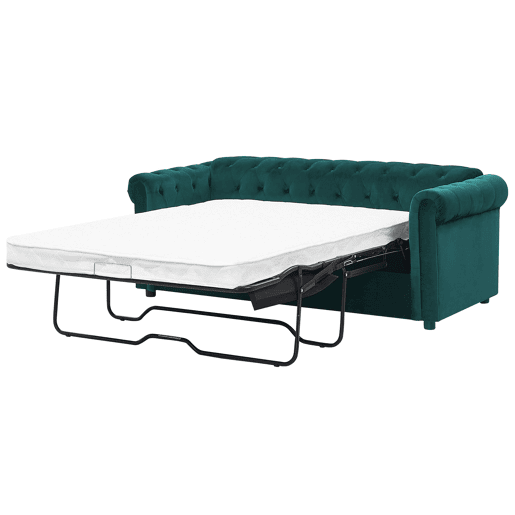 Sofá-cama CHESTERFIELD Veludo Verde esmeralda 3 lugares