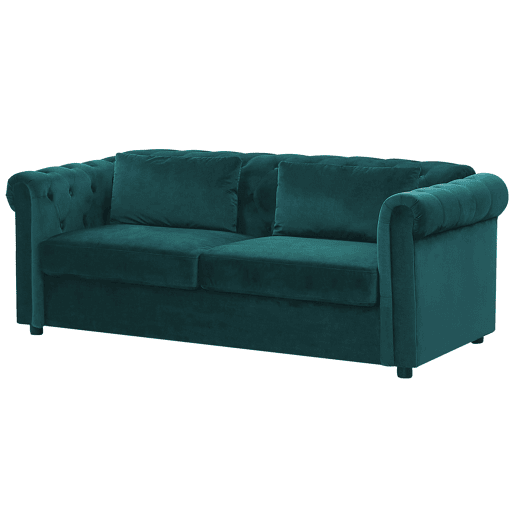 Sofá-cama CHESTERFIELD Veludo Verde esmeralda 3 lugares