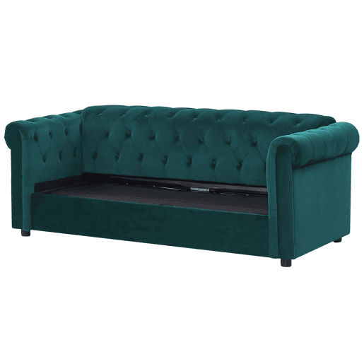 Sofá-cama CHESTERFIELD Veludo Verde esmeralda 3 lugares