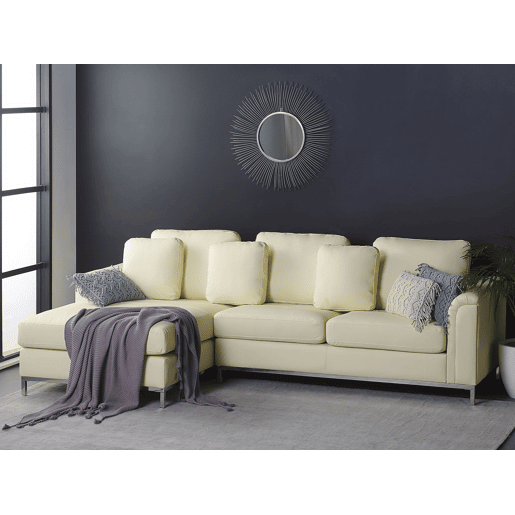 Sofá de canto OSLO Pele Creme 4 lugares à direita
