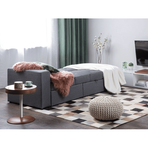 Sofá-cama FALSTER Tecido Cinzento escuro com arrumação 3 lugares Sofá-cama FALSTER Tecido Cinzento escuro com arrumação 3 lugares