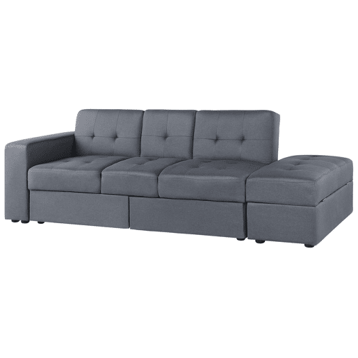Sofá-cama FALSTER Tecido Cinzento escuro com arrumação 3 lugares Sofá-cama FALSTER Tecido Cinzento escuro com arrumação 3 lugares