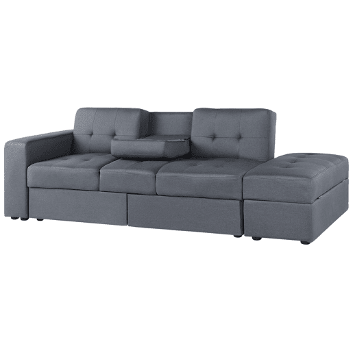Sofá-cama FALSTER Tecido Cinzento escuro com arrumação 3 lugares Sofá-cama FALSTER Tecido Cinzento escuro com arrumação 3 lugares