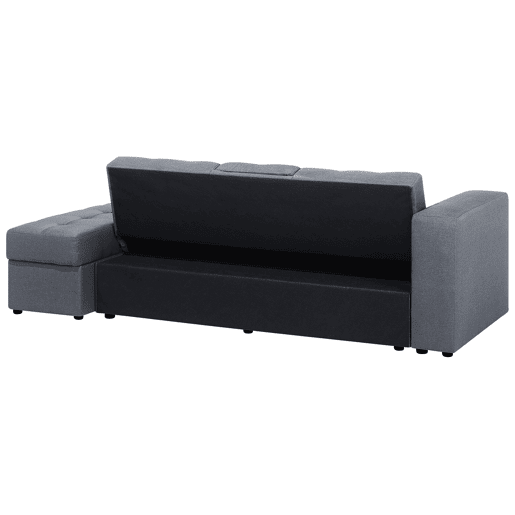 Sofá-cama FALSTER Tecido Cinzento escuro com arrumação 3 lugares Sofá-cama FALSTER Tecido Cinzento escuro com arrumação 3 lugares
