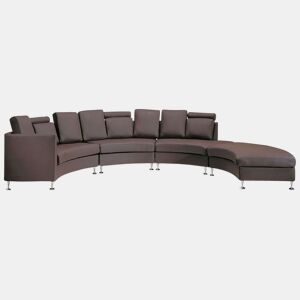 Sofá curvo ROTUNDE Pele Castanho 7 lugares