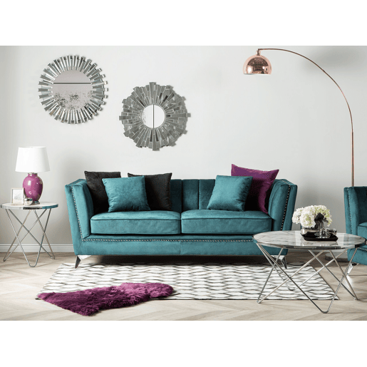 Sofá GAULA Veludo Azul esverdeado 3 lugares