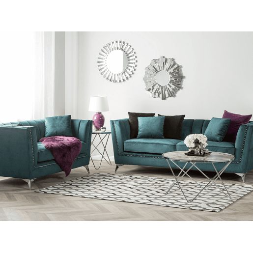 Sofá GAULA Veludo Azul esverdeado 3 lugares